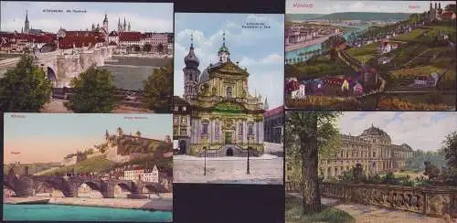154923 5 AK Würzburg Alte Mainbrücke 1927 Käppele Festung Marienberg Neumünster