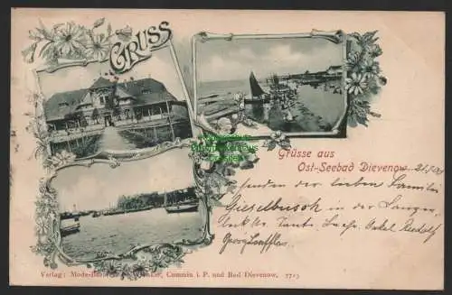 155378 AK Ostseebad Dievenow 1900 Restaurant Hafen Strand Verlag Mode Bazar
