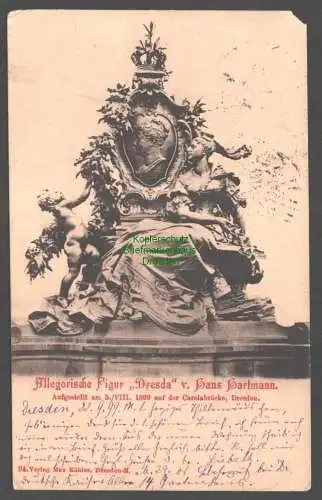 155520 AK Dresden 1899 Allegorische Figur Dresda v. Hans Hartmann