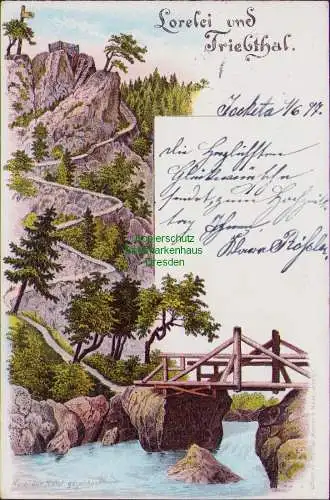 155785 AK Litho Lorelei und Triebthal Jocketa 1897