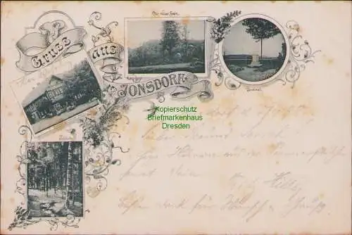 155845 AK Johnsdorf 1898 Gasthof zum weissen Stein Denkmal Waldluft