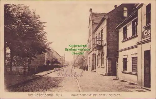 156272 AK Neu Petershain N.-L. Neupetershain 1927 Hauptstraße mit Hotel Scholta