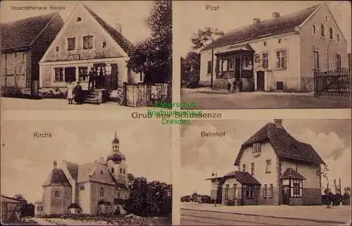 156703 AK Schussenze Bahnhof Kirche Schloß Kaliga 1917 Bahnpost Glogau - Schlawa