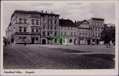 156652 AK Patschkau Paczkow um 1930 Ringseite Wolfs Hotek Apotheke Tischlerei