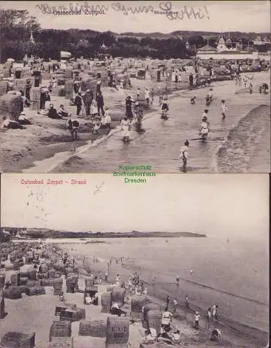 156432 AK Ostseebad Sopot Zoppot Strandleben 1917 Strand 1915