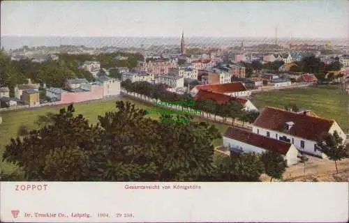 156393 AK Zoppot Soppot Gesamtansicht von der Königshöhe 1904