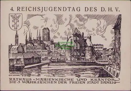 156554 AK Danzig 4. Reichsjugendtag des DHV Künstlerkarte Ziesmer Curt Gdansk