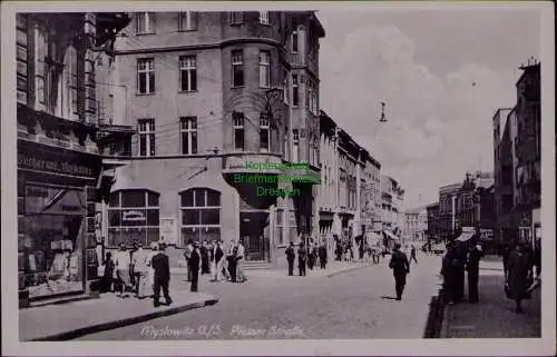 156719 AK Myslowice Myslowitz O.-S. Plesser Straße Bücher- Muskialien Handlung