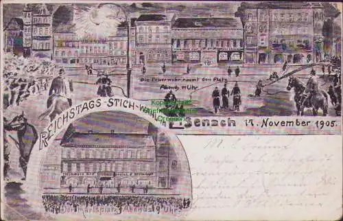 157051 AK Eisenach 1905 Reichstags Stich Wahl Karlsplatz Hotel Thüringer Hof