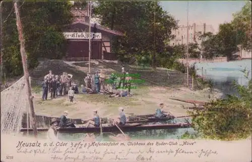 157912 AK Neusalz an der Oder Nowa Sol 1907 Hafeneinfahrt mit Clubhaus des Ruder