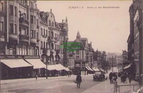 157895 AK Plauen i. V. 1914 Partie in der Bahnhofstraße