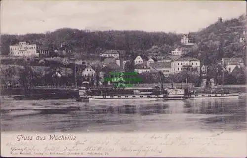 158186 AK Wachwitz 1905 mit privatem (?) Poststellenstempel Dampfer Leitmeritz