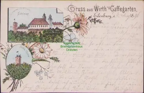158231 AK Eilenburg 1896 Wirth´s Gaffegarten Cafe Sorbenturm Schloss