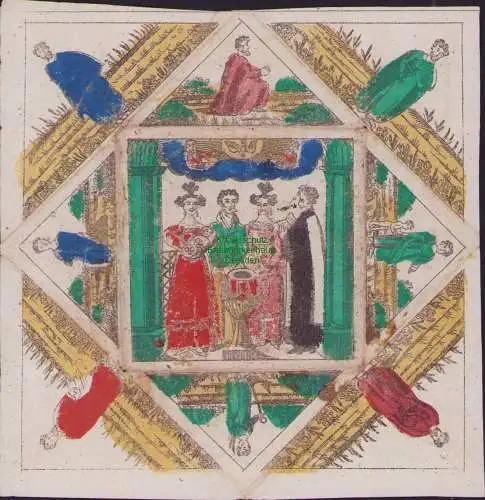 158102 Taufpatenbrief alter colorierter Taufbrief Anno 1834 Leipzig