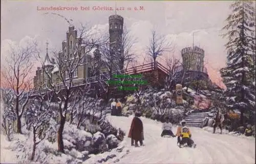 158359 AK Görlitz im Winter 1912 Landeskrone Rodelbahn Th. Miethank