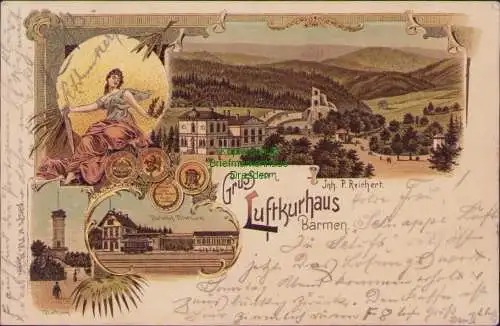 158995 AK Litho Barmen 1897 Bahnhof Tölleturm Luftkurhaus