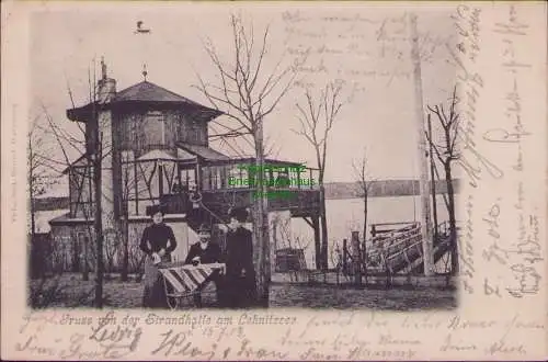 158765 AK Lehnitzsee 1903 Gruss von der Strandhalle