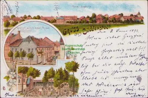 159051 AK Büddenstedt Helmstedt  1899 Litho Gasthof zum weissen Ross