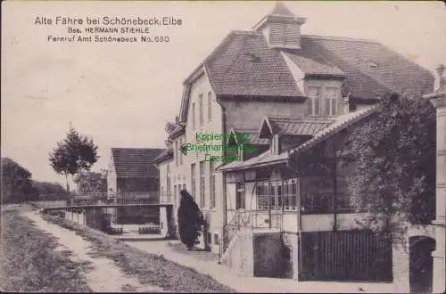 160155 AK Alte Fähre bei Schönebeck Elbe 1917 Bes. HERMANN STIEHLE