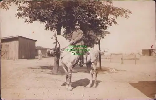 160443 AK Fotokarte Soldat Reiter Helm Ernst Löhn Jüterbog Altes und Neues Lager