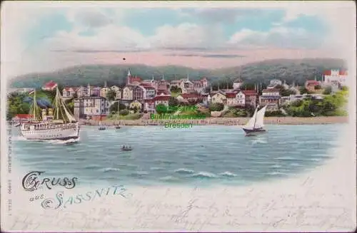 160571 AK Gruss aus Sassnitz Litho 1899
