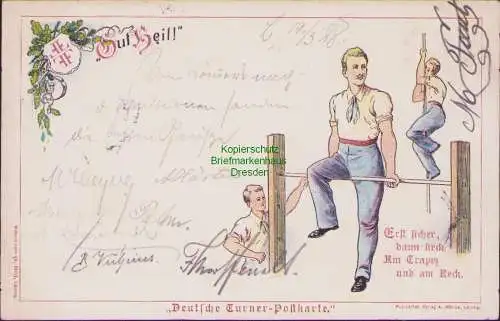 160313 AK Deutsche Turner-Postkarte Leipzig 1898 Richard Hahn H. Otto Gut Heil!