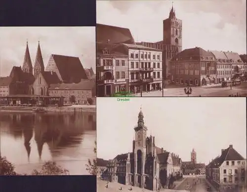 160708 3 AK Frankfurt a. O. um 1925 Marktplatz u. Marienkirche Nicolai- Kirche