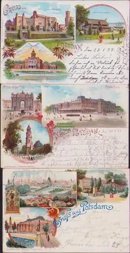 160910 3 AK Litho Potsdam 1897 Mamor Palais Matrosen Station Garnisonkirche