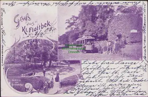 161242 AK Hamburg Klein Flottbek 1905 Quellental Gastwirtschaft Straßenbahn