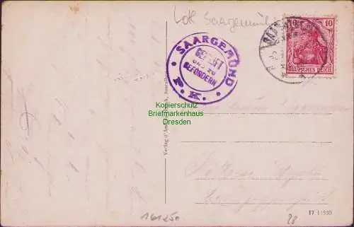 161250 AK Saaralben 1917 Karl von Schmidt Straße Saarkohlenkanal mit Schleuse