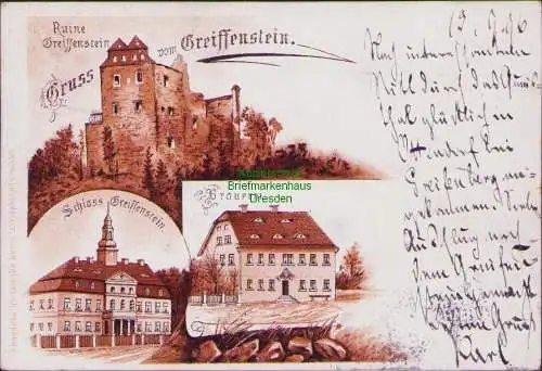 161605 AK Greiffenstein Brauerei Schloss Litho 1896 nach Beuthen Gryfow Slaski