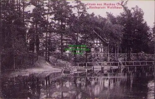 161662 AK Muskau O.-L. am See 1909 Bahnpost Weisswasser - Teupitz Restaurant