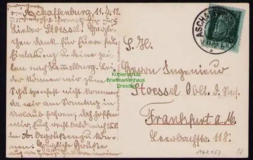 162153 AK Aschaffenburg 1912 S. C. Denkmal Cafe Schöntal 