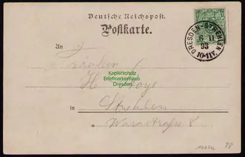 162212 AK Dresden Strehlen Vorläufer 1893 Hotel Duttler Restaurant Ausspannung