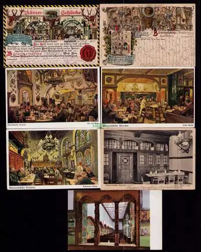 162493 7 AK Dresden Litho Bärenschänke 1905 Webergasse 27 Alte Jagdhalle 1929