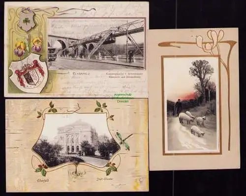162482 3 AK Elberfeld 1905 Passepartout Kreuzungspunk Schwebebahn Eisenbahn