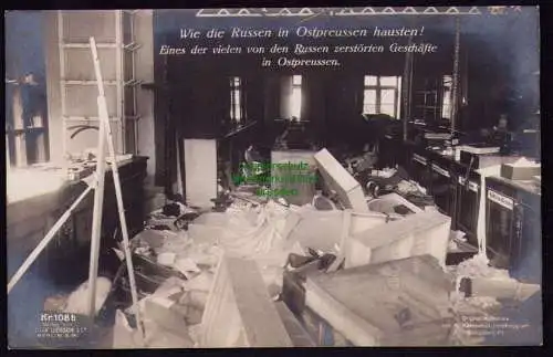 162546 AK Wie die Russen in Ostpreussen haussten zerstörtes Geschäft 1915