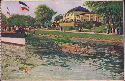 165071 AK Deutschen Werkbund Ausstellung Cöln 1914 Cafe mit Rheinpromenade