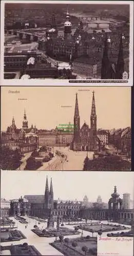 165420 3 AK Dresden Schloßturm Kgl. Zwinger 1906 Frauenkirche Sophienkirche