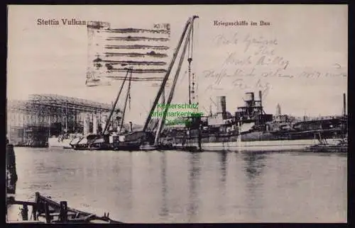 165831 AK Stettin 1925 Vulkan Werft Kriegsschiffe im Bau