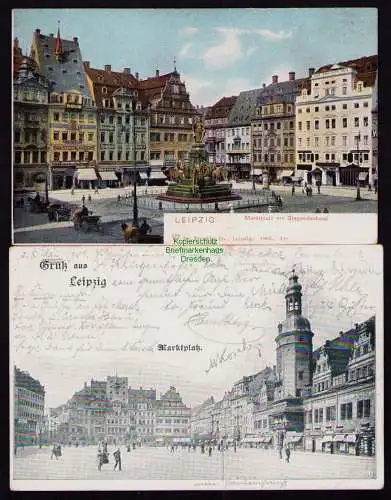 165918 2 AK Leipzig 1901 Marktplatz mit Siegesdenkmal 1903