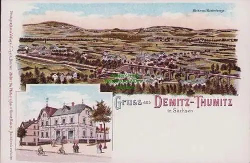 170371 AK Demitz-Thumitz Klempner Geschäft Karl Richter Litho um 1900