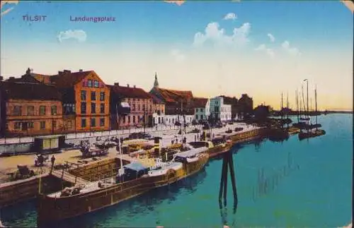 170530 AK Tilsit Ostpreussen Landungsplatz 1915 Sowetsk