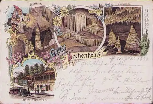 170879 AK Litho Dechenhöhle Sauerland Iserlohn Grüne 1898