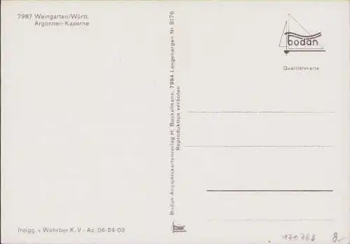 170763 AK Argonnenkaserne Weingarten um 1970