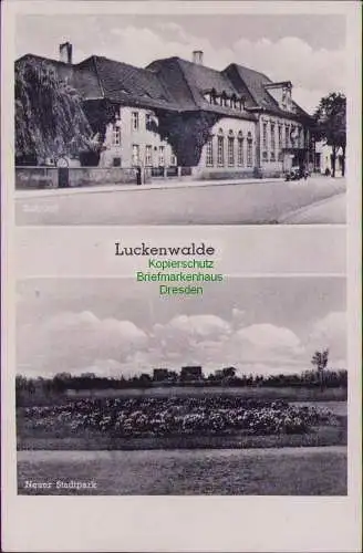 171117 AK Luckenwalde Bahnhof Neuer Stadtpark um 1930