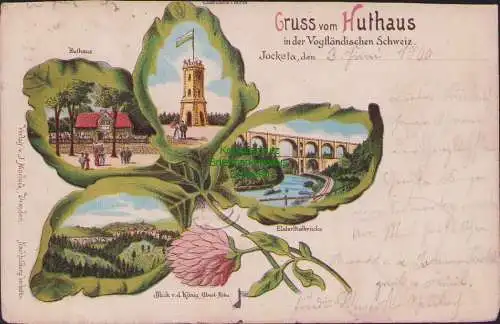 171306 AK Huthaus in der Vogtländischen Schweiz Jocketa 1900 Elsterthalbrücke