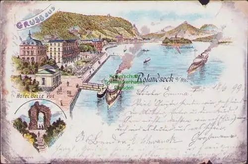 171773 AK Kloster Nonnenwerth Rolandseck a. Rh. 1899 Litho