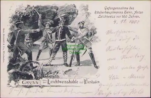 171776 AK Leichtweisshöhle bei Wiesbaden 1902 Gefangennahme des Räuberhaupt