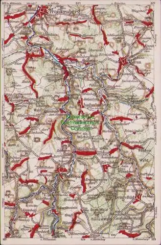 171877 Wona Landkarten AK 874 Frankenberg Flöha Öderan Augustusburg Dittersdorf